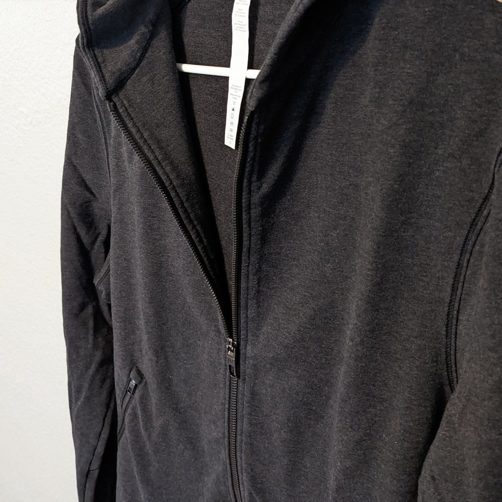 Lululemon Cross Cut Zip Hoodie Heathered Black - Picture 5 of 6